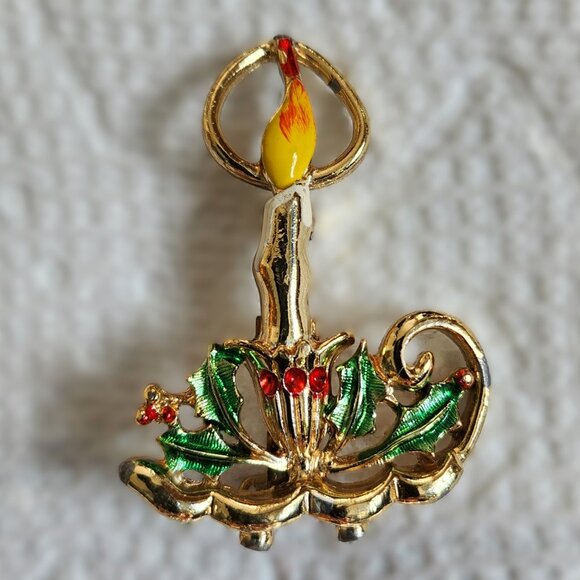 Vintage 1950's Christmas Candle PIn - Picture 1 of 4